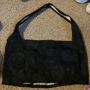 Motel Rocks black and navy blue halter top